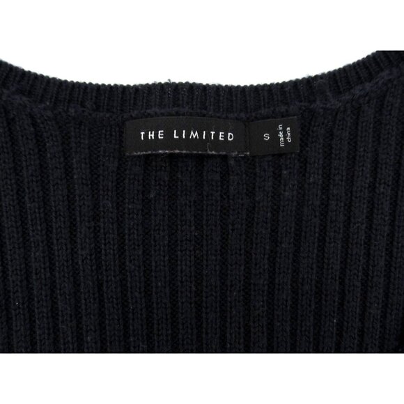 Vintage The Limited Sweater Womens Small Navy Blue Cable Knit V-Neck Wool Y2K - Picture 4 of 12